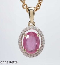Eleganter Kette Anhänger Gold 375 Pink Saphir und Zirkon 1,29ct - X162