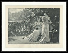 Gemälde von Hans Volkmer: Duett Gitarre Notenblatt Antike Park  Faksimile_C 2739