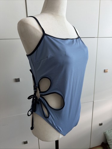 Badeanzug blau grau blumen - badeanzug, h&m