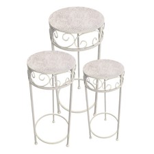 Metall Blumenhocker Blumensäule Beistelltisch Shabby Tisch antikweiß rund