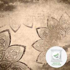 Fototapete beige Mandala MODERN Vlies Tapete Struktur Stein Kunst Wohnzimmer 842