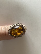Silberring großer Bernstein