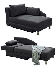 Récamiere-Schlafsofa Federkern Couch Liege Gästebett mit Bettkasten in Anthrazit