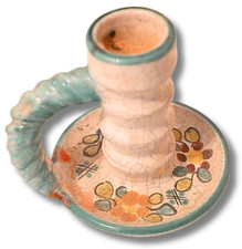 Handbemalter Kerzenständer, Craquelé-Glasur, ca. 9 cm hoch