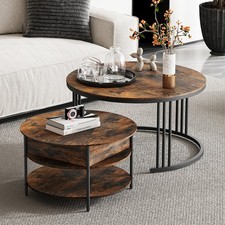 2er Set Couchtisch Sofatisch Beistelltisch höhenverstellbar Kaffeetisch Stauraum