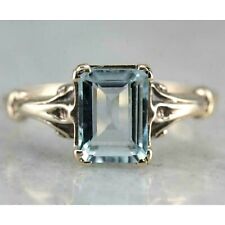 2 Ct Smaragd Aquamarin Vintage