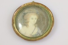Anhänger vergoldet mit Miniaturmalerei Portrait um 1800  (GV462)