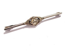 Vintage Citrinbrosche Silberbrosche 835 er Silber Brosche 5,8 cm Citrin Quadrat