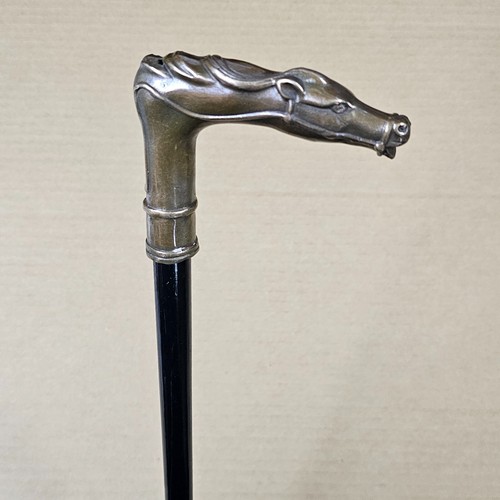 Alter holz gehstock mit - alter, bronze