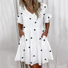 Damen Sommer Kurzarm Kleider