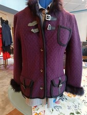 Schurwolle Blazer Leder 36( größer) 40Jacke Stapf mit Fuchs Kragen  Pelz Fleece