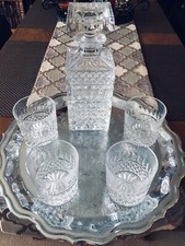 Whisky Set Karaffe 4 Gläser Bleikristall sehr guter  Zustand