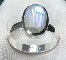 Ring 925 Silber Gr. 19,1 (60)  Mondstein Cabochon mit schöem Blauschimmer UNIKAT