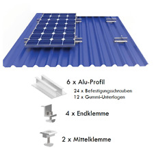 PV Halter im Set für 2 Module mit 6 Klemmen Balkonkraftwerk Alu Befestigung Dach