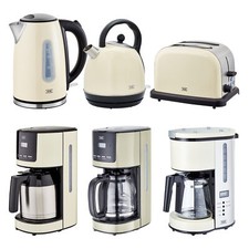 Frühstücksset Wasserkocher Toaster Kaffeemaschine Standmixer Creme Beige Retro
