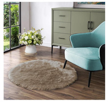 Latepis Kunstfell-Teppich, runder Teppich, 120 cm, flauschig, zottelig, waschbar