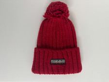 Napapijri rote Strick Ball Mütze Beanie unisex Erwachsene