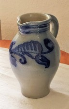 Krug Wein Apfelwein Bembel, Steinzeug Westerwald blau-grau, 1 Liter, Handarbeit