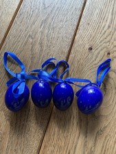 4 tlg. Ostereierset, Osterei, Osterdekoration, Osterhasen, Osterstrauch, blau