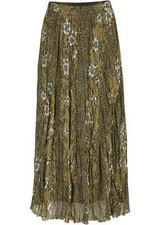 Chiffonrock mit Patchwork-Print Kurz Gr. 36 Oliv Schwarz Damen Freizeitrock Neu