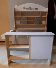 Kaufladen Holz Kinder mit Einkaufswagen, Korb und weiterem Zubehör