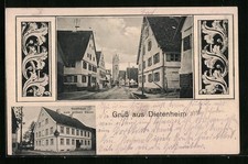 Ansichtskarte Dietenheim, Gasthaus zum grünen Baum, Straßenpartie 1916 