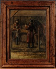 Alte Ölmalerei "Offiziere im