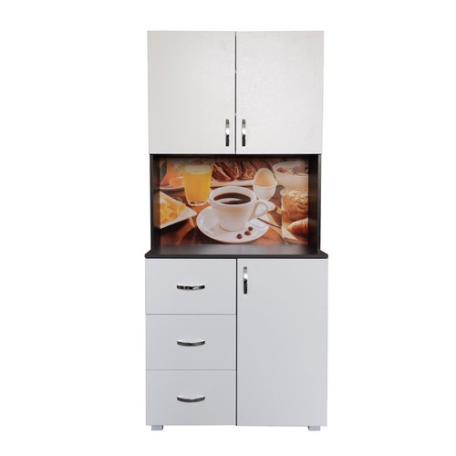 Küchenschrank weiß grau - küchenschrank, weiß/grau