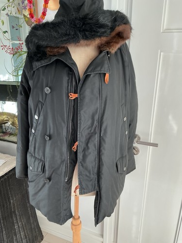 Herrenparka schwarz mit echter - herrenparka,