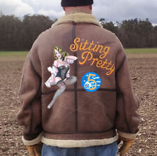Handbemalte Lederjacke B3 XXL Fliegerjacke Schafsfellleder Noseart Pin Up WW2