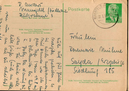Ddr postkarte mit ganzsache - ddr-postkarte,
