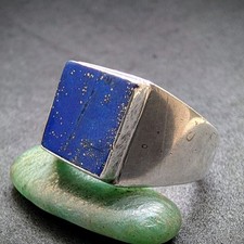 Moderner Ring min 800 Silber Herrenring Lapislazuli RG 63/64