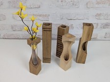 Mini Holzvasen mit 1x Reagenzglas für DYI Blumen Arrangement Tischdeko für Party