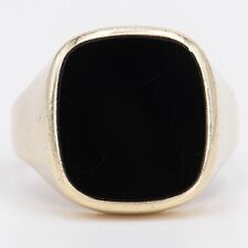 Gr. 62 - Klassischer Gelbgold 585/14K Vintage Herren Siegel Ring Schwarzer Onyx