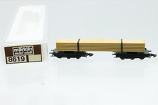 Z Märklin mini-club 8619 Langholzwagen mit Ladung Holz Güterwagen DC OVP N108