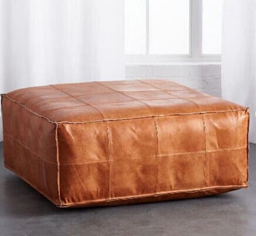 Leder pouf - leder, handarbeit
