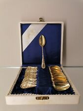 Wilkens 12 Mokkalöffel Espressolöffel 800er Silber  vergoldet  11 cm Schatulle