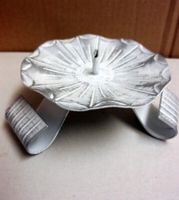 Kerzenständer mit Dorn Weiß-Silber für Kerzen Ø 50-60mm Metallleuchter Kommunion