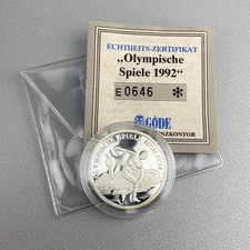 Silber-Medaille "Olympische Spiele 1992" Diskuswerfer etc., 999er Silber PP GÖDE