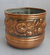 Blumentopf aus Kupfer mit Rosendekor Pflanzenübertopf 17 cm