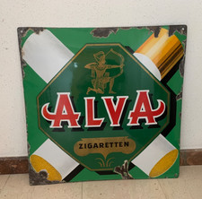 Alva Cigaretten  Emailleschild, Zigarette,  Tabak, ORIGINAL, Alt,