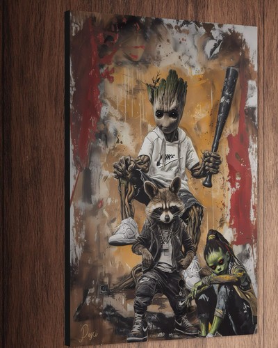 Groot leinwand bild rocket - groot,