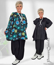 LAGENLOOK Wende-Pullover Long Shirt 46 48 50 52 54 56 58 XXL-XXXL schwarz petrol