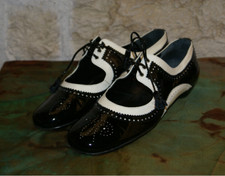 GELATI Halbschuhe Budapester Lack Echtleder schwarz weiß Gr. 36 UK 3 TOP Zustand