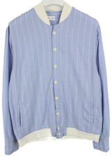 Gant Rugger Shirt Blouson Jacke Herren XL Nadelstreifen Bomber Hals Blau