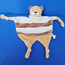 BIECO SCHMUSETUCH TEDDY BÄR KUSCHELTUCH COMFORTER BEAR BRAUN WEISS GESTREIFT