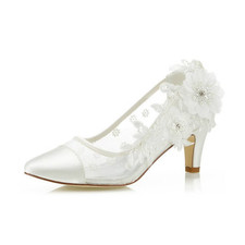 Damen Brautschuhe Satin Pumps