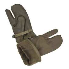 Bundeswehr Handschuhe Dreifinger Plüschfutter Lederbesatz neuwertig oliv Winter