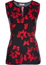 Blusentop in bequemer Form Gr. 36 Schwarz Erdbeere Bedruckt Damen Top Shirt Neu*