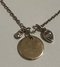 Tchibo Sterling Silber 925 Kette Halskette mit Anhänger vergoldet Plättchenkette